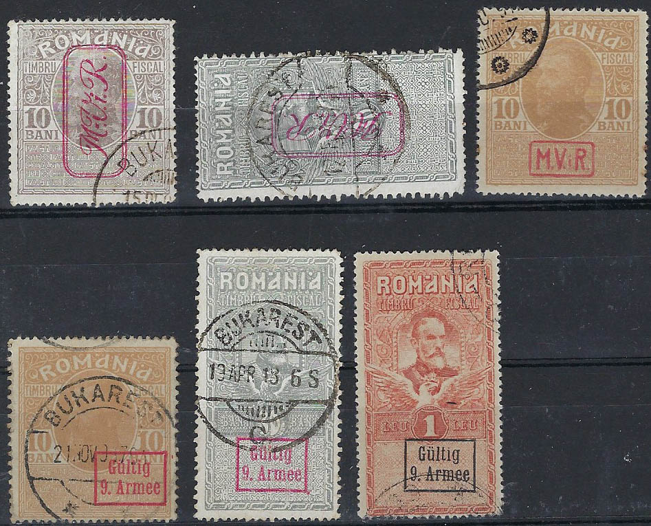 1917 Romania German Occ Fiscal Stamps