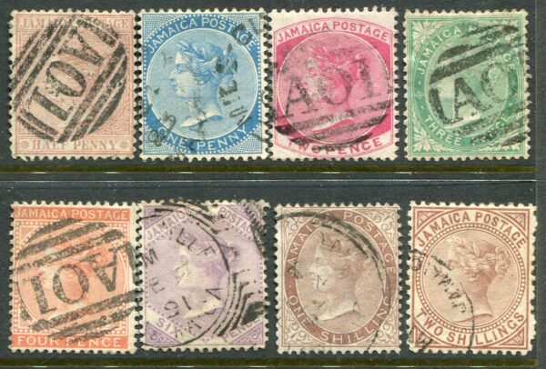 1870-83 Jamaica QV Used Set and 2s