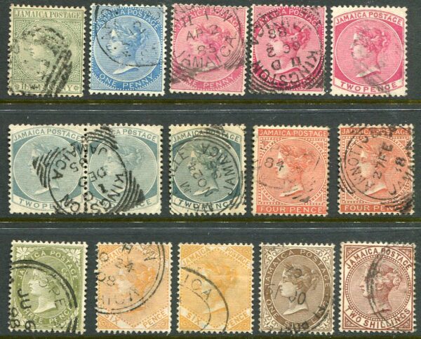 1883-97 Jamaica QV wmk CA Used to 2s