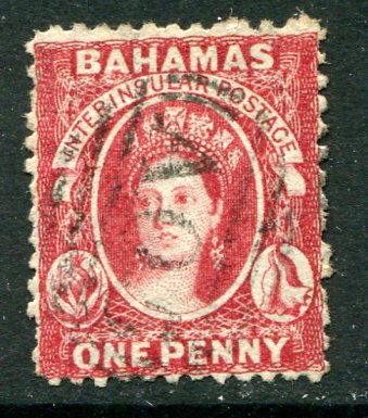 1863 Bahamas 1d wmk Reversed Used Sg 21x