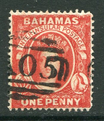 1875 Bahamas 1d wmk Reversed Used Sg 25x