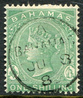 1898 Bahamas 1s blue green Used Sg 44a