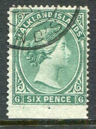1878 Falkland Islands 6d no wmk Imperf Margin Used