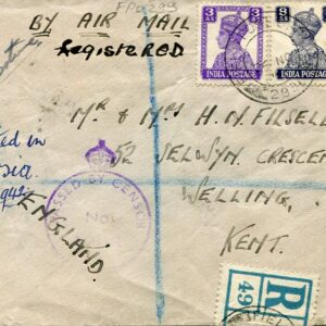 1942 Persia Registered British Army FPO 299 Cover