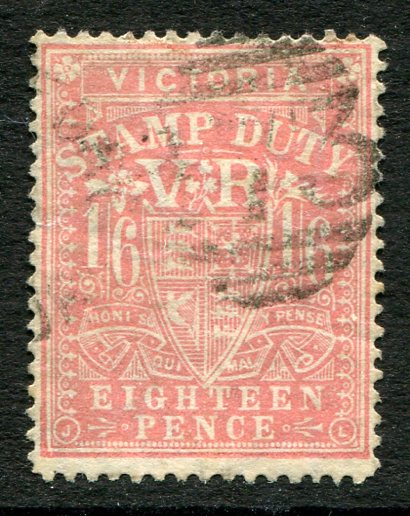 1885 Victoria Australia Stamp Duty 1s6d Used Sg 267