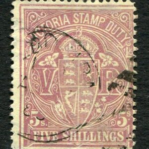 1896 Victoria Australia Stamp Duty 5s Used Sg 270