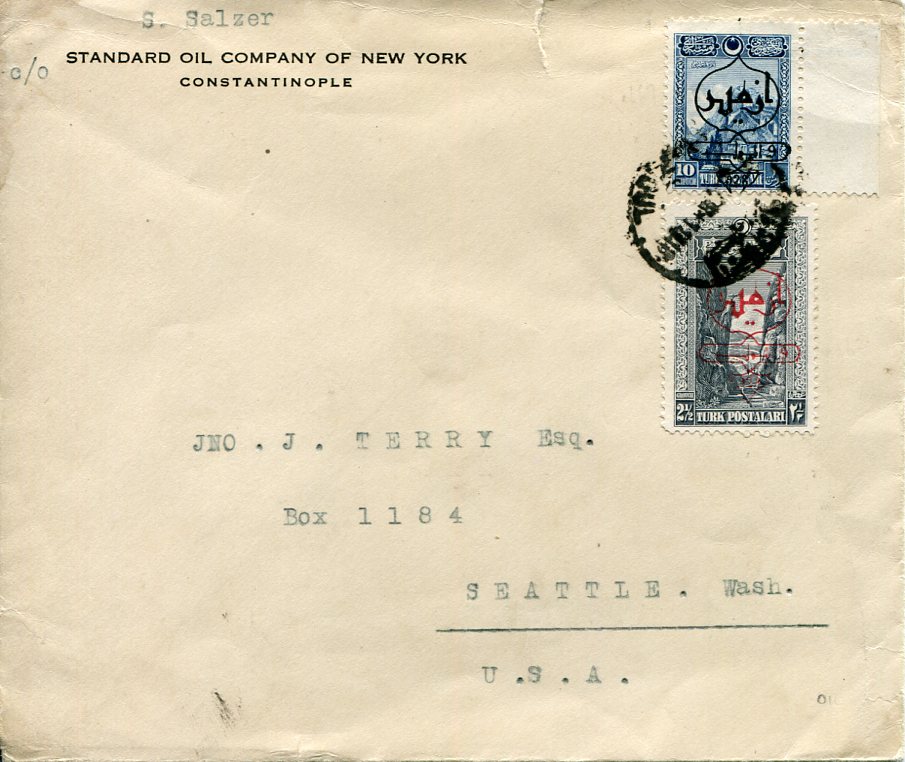 1928 Turkey Standard Oil Izmir Fair Cover to USA