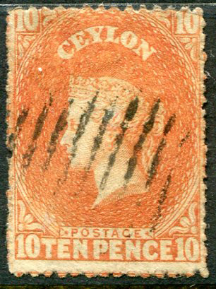 1861 Ceylon 10d vermillion Used Sg 34