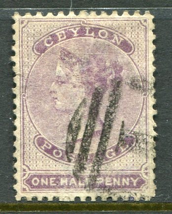 1864 Ceylon 1/2d mauve p 12 1/2 Used Sg 48c