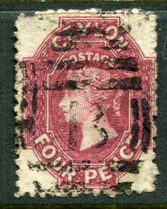 1867 Ceylon 4d rose p 12 1/2 Used Sg 65