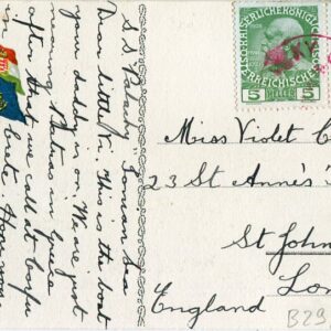 1913 Austria Lloyd SS Palacky Postcard to England