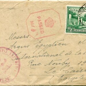 1942 Cyprus Nicosia Newspaper Wrapper Passed M/4 to Egypt