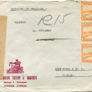 1942 Cyprus Nicosia Censor M/6 to USA