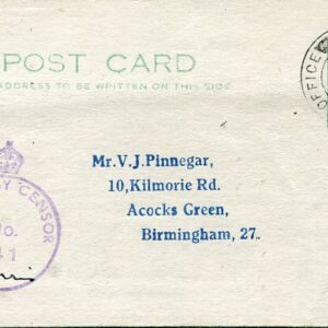 1943 Cyprus FPO 164 Censored Birmingham Comforts Fund