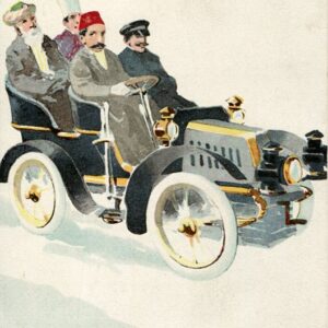 Turkey Ottoman Sultan Driving Car watercolour