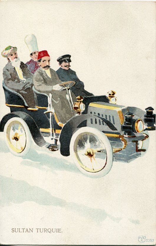 Turkey Ottoman Sultan Driving Car watercolour