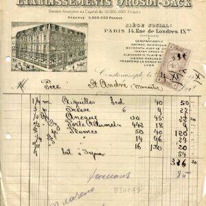 1911 Turkey Istanbul Orosdi-Back Invoice with 5pa