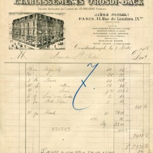 1906 Turkey Istanbul Orosdi-Back Invoice