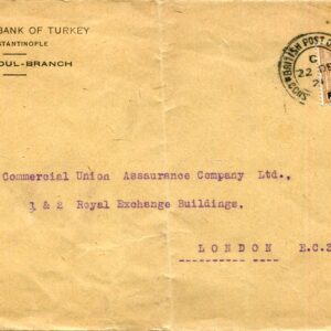 1921 British Levant National Bank of Turkey Cover