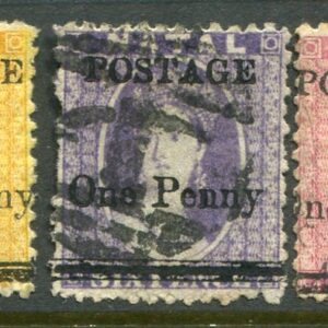 1877-79 Natal Surcharged Used Set Sg 91/93