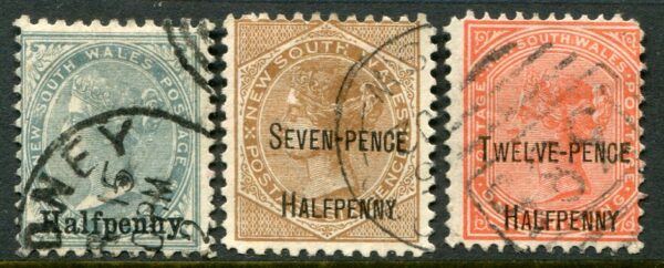 1891 NSW Australia Surcharged Used Set Sg 266/268