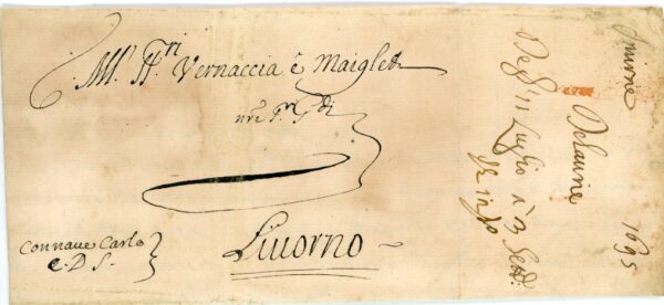 1695 Turkey Smyrna Disinfected to Livorno ship mail