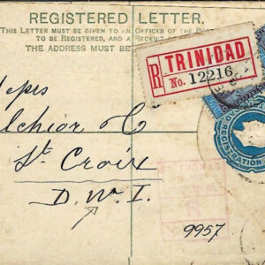 1905 Denmark DWI incoming Trinidad Registered Stationery