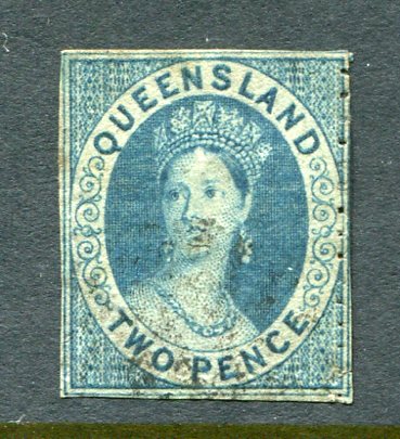 1860-61 Queensland Australia wmk small star 2d Used