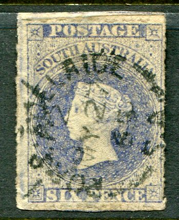 1858 South Australia 6d rouletted Used Sg 17