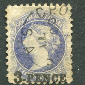 1871 South Australia 3d on 4d perf 10 Used Sg 92