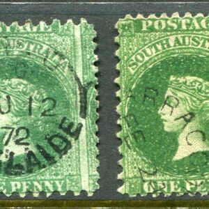1870 South Australia two 1d compound perf Used Sg 100, 101