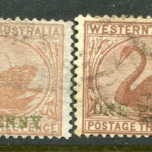 1893 Western Australia Swan 1d on 3d two Used Sg 108/109