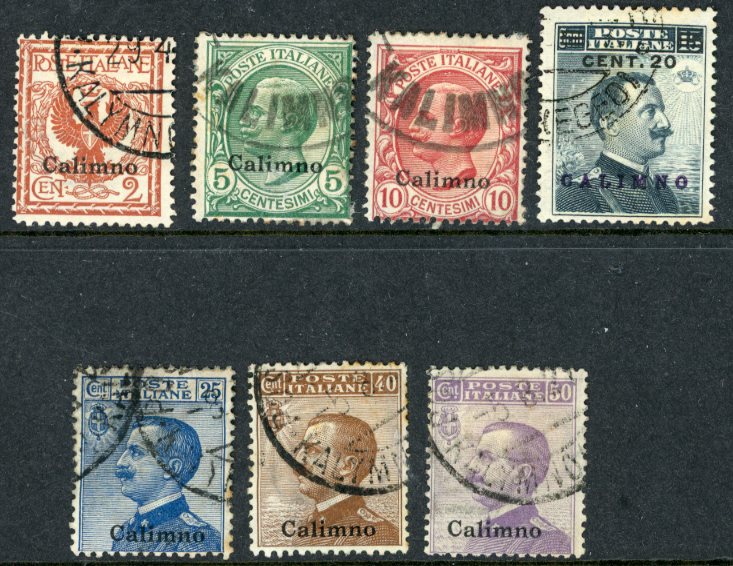 1912 Dodecanese Italian Occ CALIMNO Used values to 50c