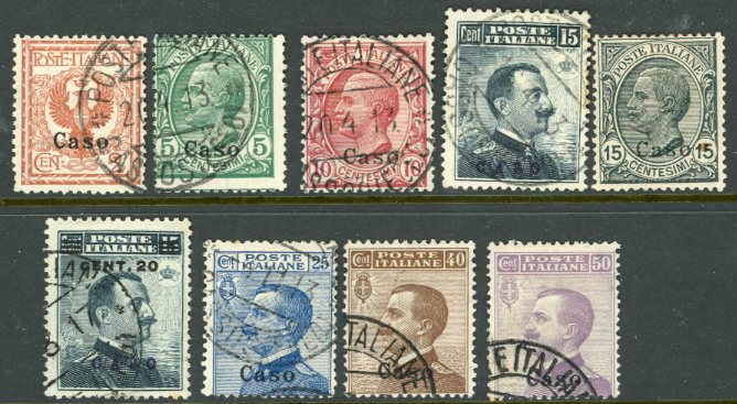 1912 Dodecanese Italian Occ CASO Used values to 50c