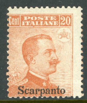 1912 Dodecanese Italian Occ SCARPANTO 20c no watermark *