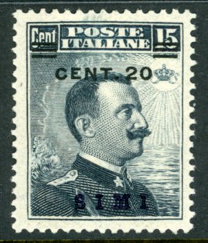 1912 Dodecanese Italian Occ SIMI 20c on 15c *