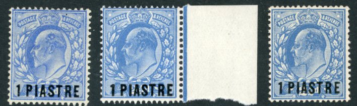 1911 British Levant KEVII 1d. type 4 surcharge Sg 25, 26, 26a *