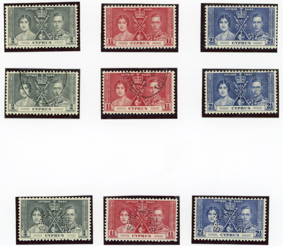 1937 Cyprus Coronation Sets and Specimen set * / **