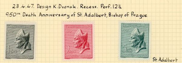 1947 Czechoslovakia St Adalbert Set *
