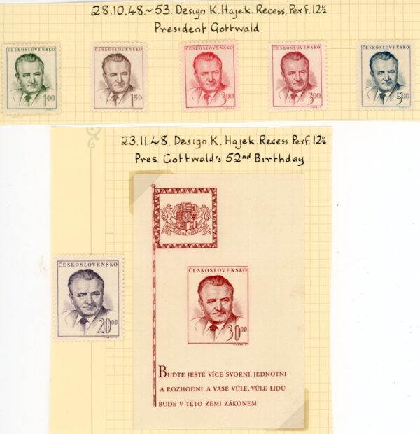 1948 Czechoslovakia President Gottwald Set and Block *