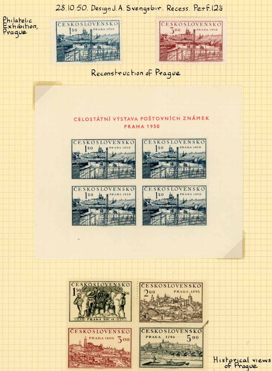 1950 Czechoslovakia Philatelic Exhibition sets and block * / **