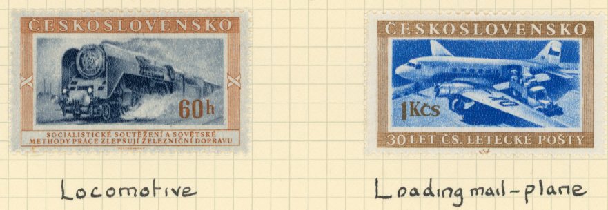 1953 Czechoslovakia Airmail Locomotive and Aeroplane *