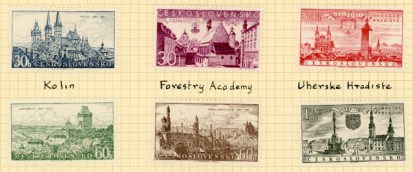 1957 Czechoslovakia Towns and Monuments *
