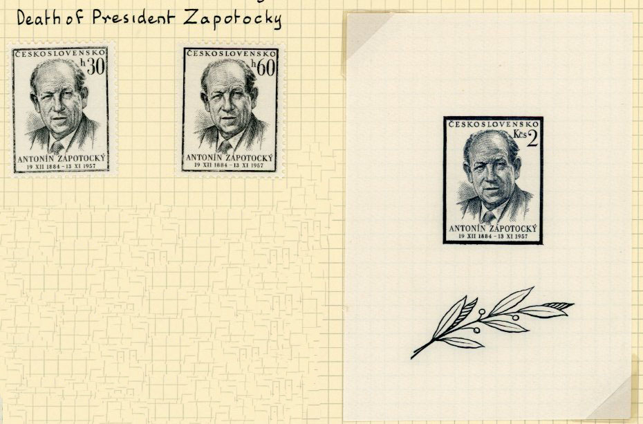 1957 Czechoslovakia President Zapotocky set and Block * / **