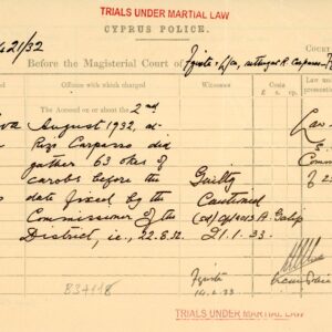 1932 Cyprus Police Trials Under Martial Law document