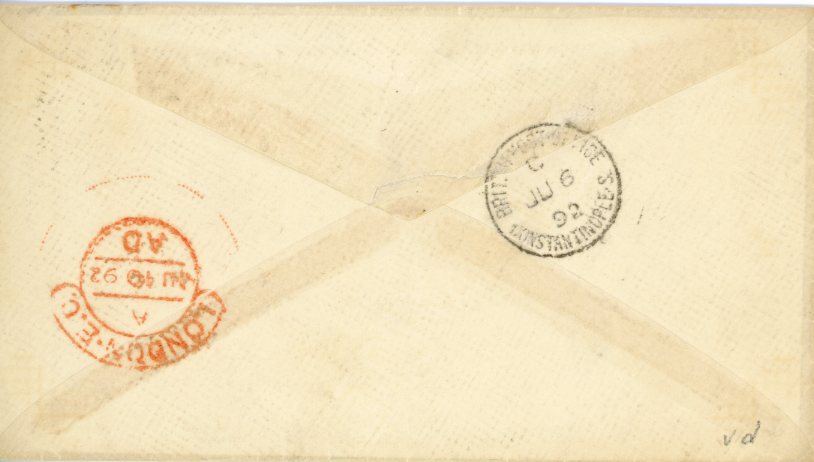 1892 British Levant Constantinople S to London - Image 2