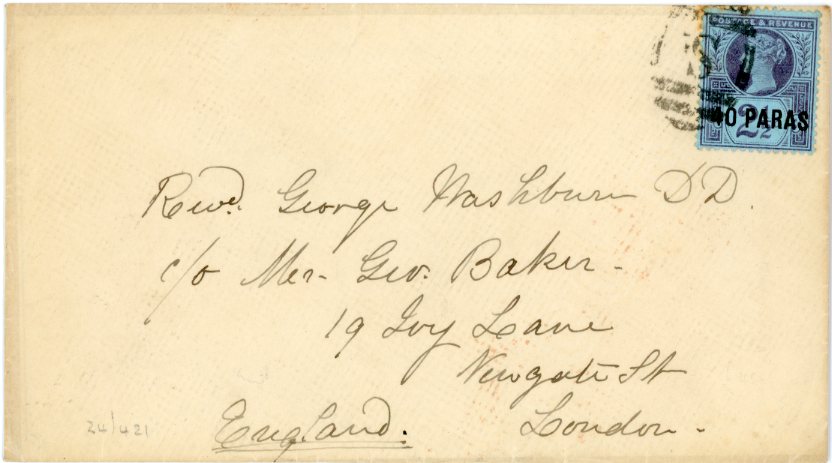 1892 British Levant Constantinople S to London