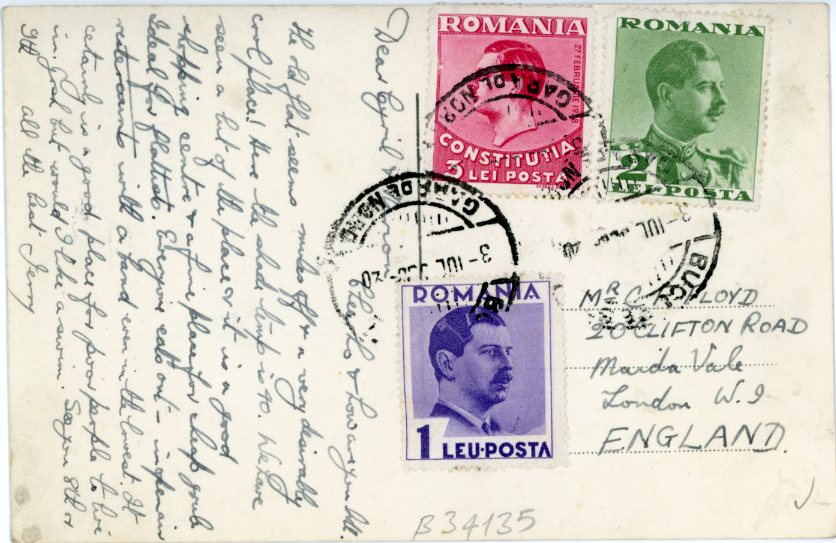 Romania Bucharest photocard 1935 to England - Image 2