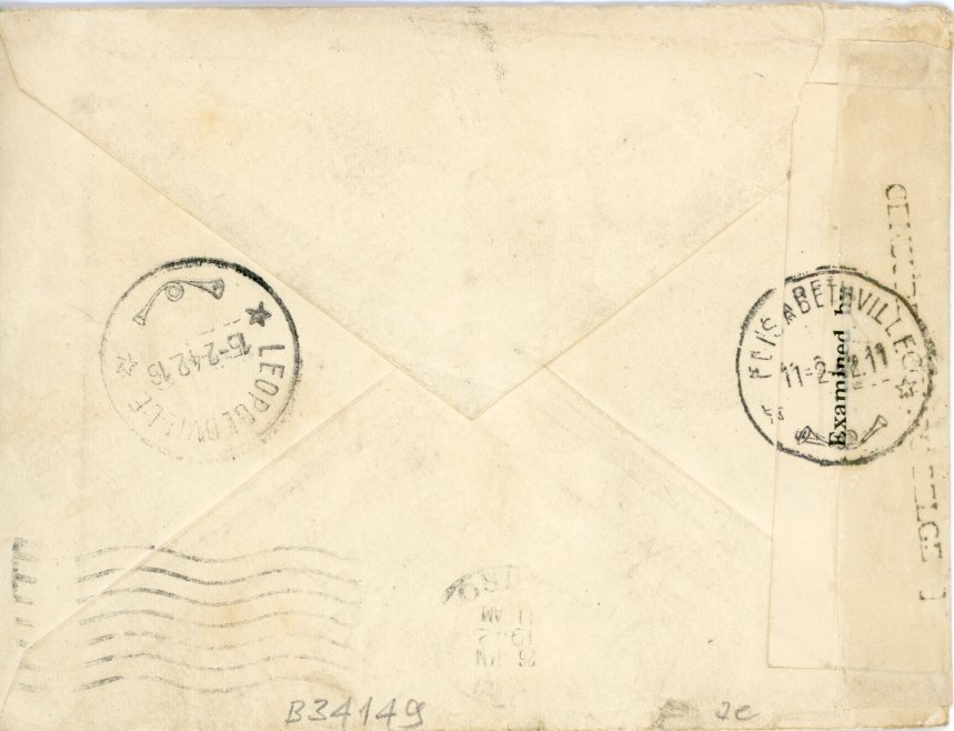 1942 Egypt Censored Airmail Cover to Belgium Congo - Image 2