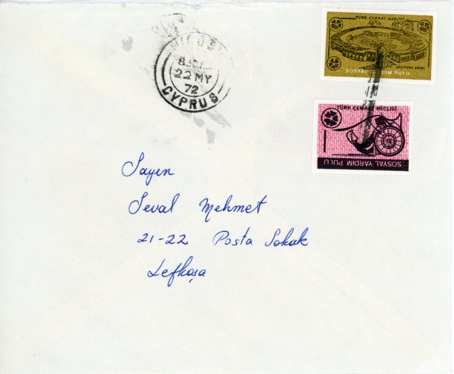1972 Turkish Cyprus Nicosia Social Aid Cover